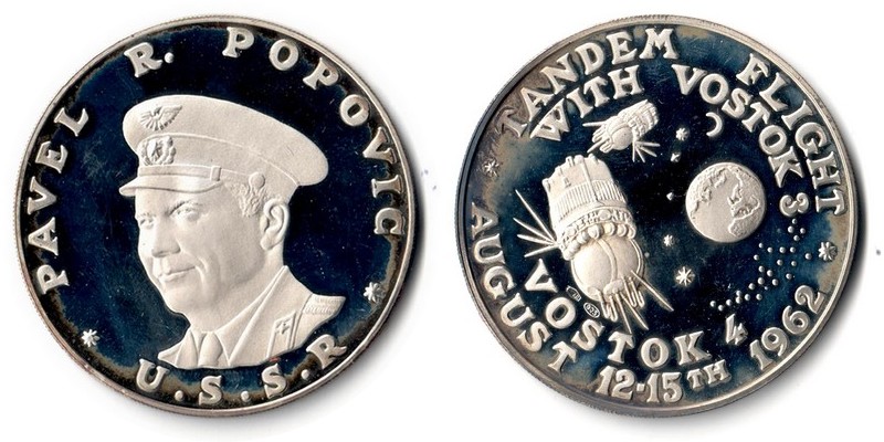  USA   Medaille   1962    FM-Frankfurt  Feinsilber: 23,13g Silber   Tandem Flight with Vostok 3   