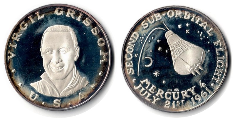  USA   Medaille   1961    FM-Frankfurt  Feinsilber: 23,13g Silber   Second SUB- Orbital Flight   