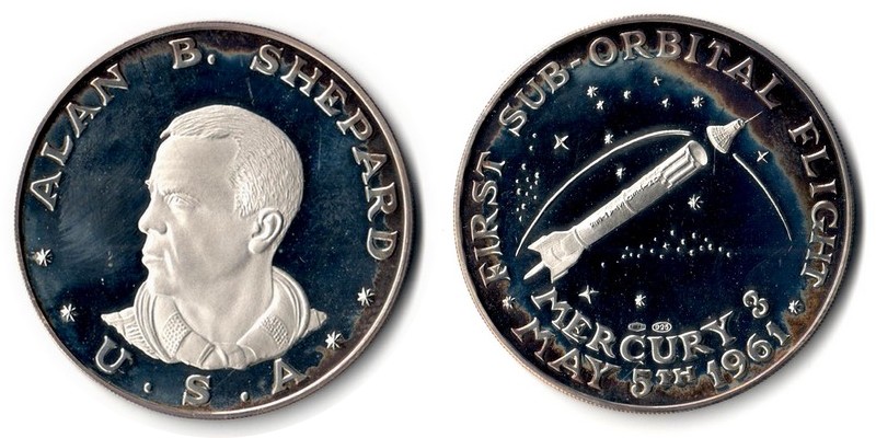  USA   Medaille   1961    FM-Frankfurt  Feinsilber: 23,13g Silber   First SUB- Orbital Flight   