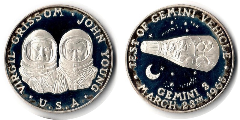  USA   Medaille   1965    FM-Frankfurt  Feinsilber: 23,13g Silber   Test of Gemini Vehicle   