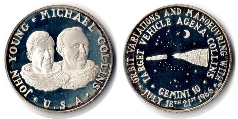  USA   Medaille   1966    FM-Frankfurt  Feinsilber: 23,13g Silber   Orbit Variations and Manoeuvring   