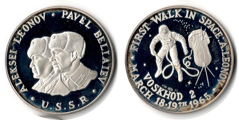  USA   Medaille   1965    FM-Frankfurt  Feinsilber: 23,13g Silber   First Walk in Space   