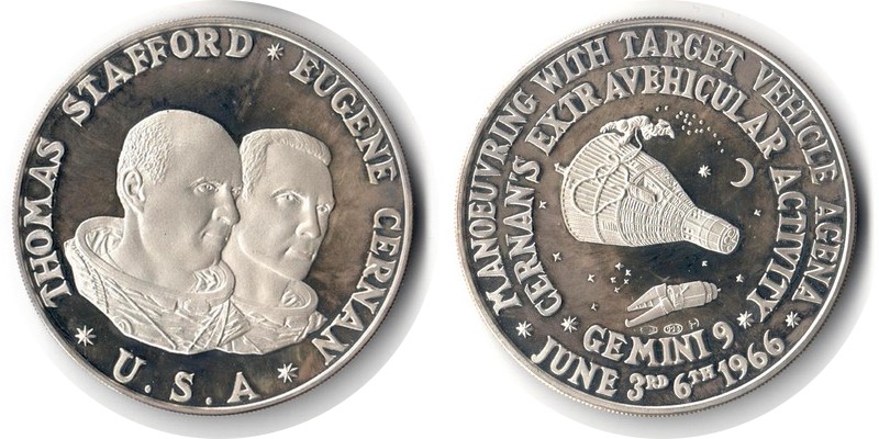  USA   Medaille   1966    FM-Frankfurt  Feinsilber: 23,13g Silber   Manoeuvring with Target Agena   