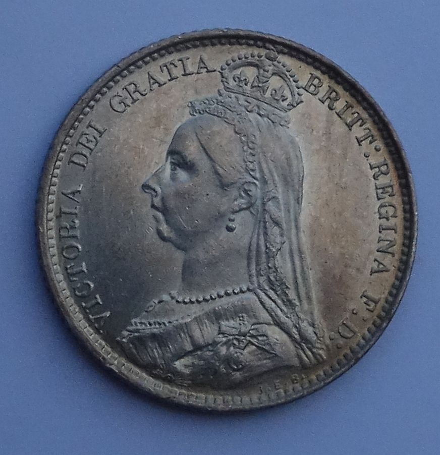 6 Pence Queen Victoria 1887 Ausgezeichnet