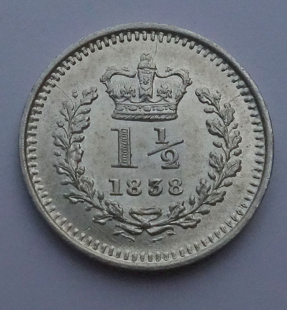 1 1/2 Pence Queen Victoria 1838 unz