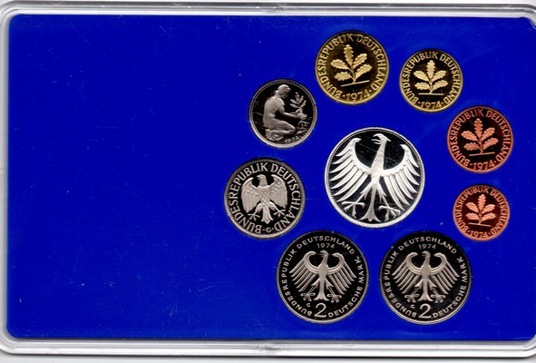  Deutschland  Kursmünzensatz  Staatliche Münze Karlsruhe 1974 G   PP   