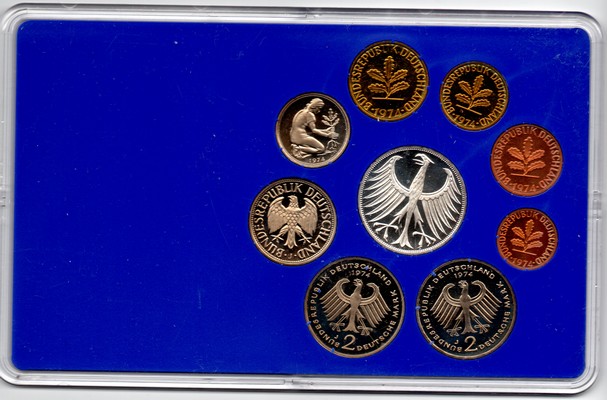  Deutschland  Kursmünzensatz  Hamburgische Münze 1974 J   PP   