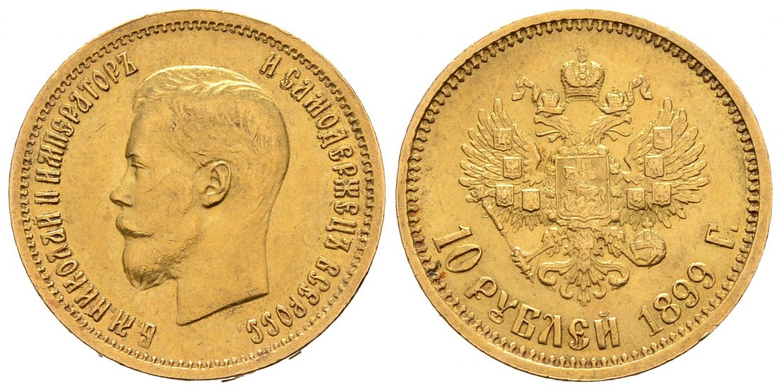 PEUS 8747 Russland 7,74 g Feingold. Zar Nikolaus II. (1894 - 1917) 10 Rubel GOLD 1899 AR Kratzer, Sehr schön