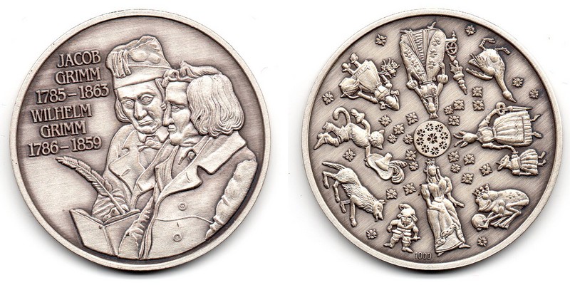  Deutschland Medaille Jacob und Wilhelm Grimm    FM-Frankfurt Feingewicht: ca. 17g Silber   