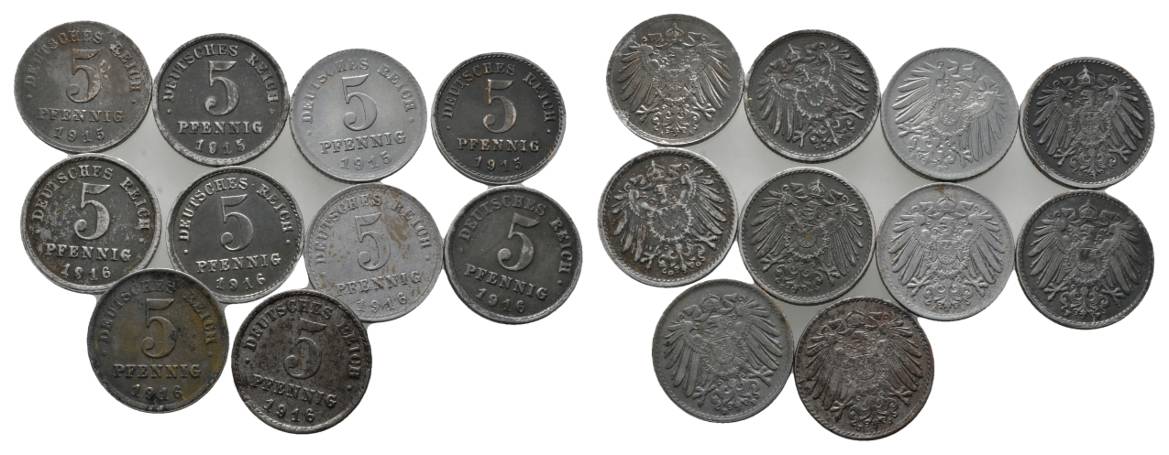  Ersatzmünzen des ersten Weltkrieges, 10 Kleinmünzen (1915/1916)   