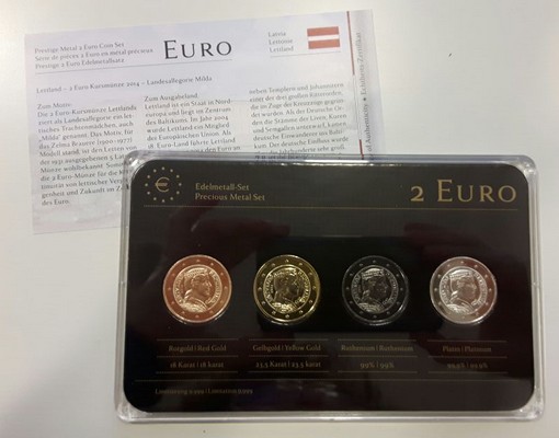  Lettland  2 Euro  Edelmetallset im Blister 2014     FM-Frankfurt    Bankfrisch   