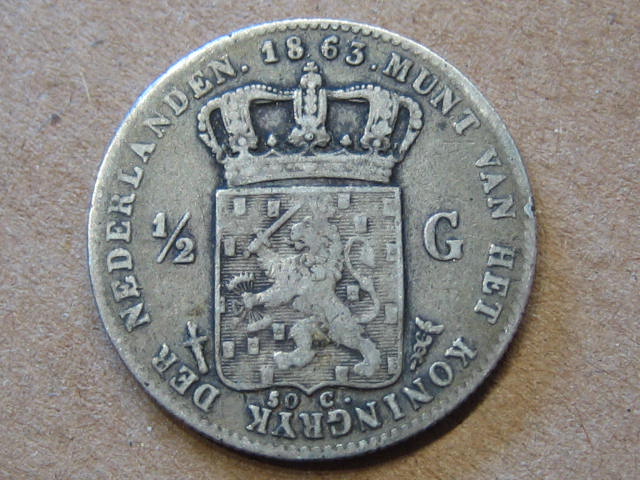  Niederlande 1/2 Gulden 1863   