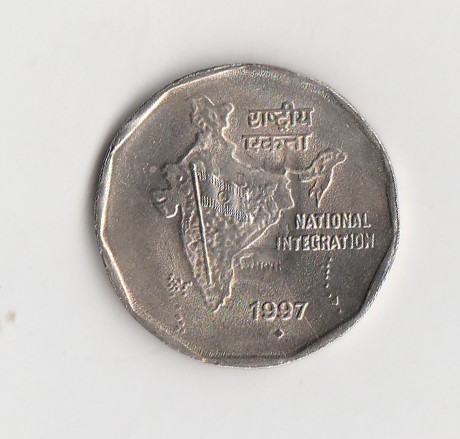  2 Rupees Indien 1997 mit Raute unter der Jahreszahl  (K879)   