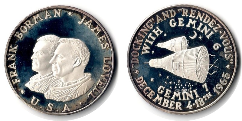  USA   Medaille 1965  FM-Frankfurt  Feinsilber: 23,13g Silber  Docking and Rendez Vous with Gemini 6   