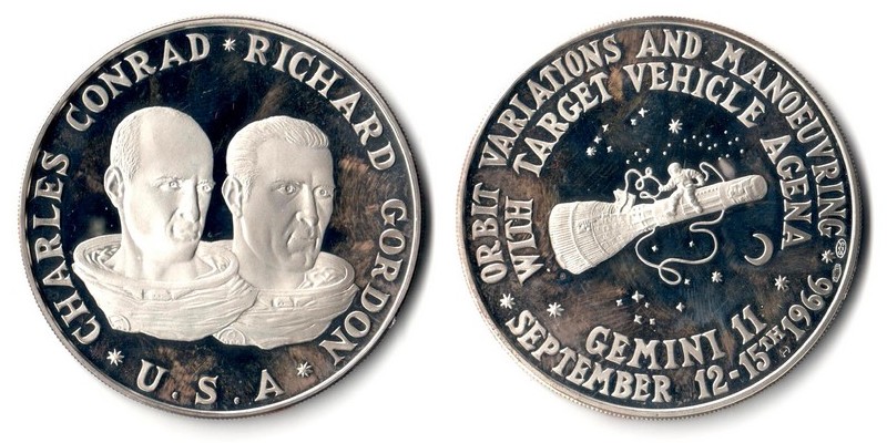  USA   Medaille 1966  FM-Frankfurt  Feinsilber: 23,13g Silber  Orbit variations and manoeuvring   