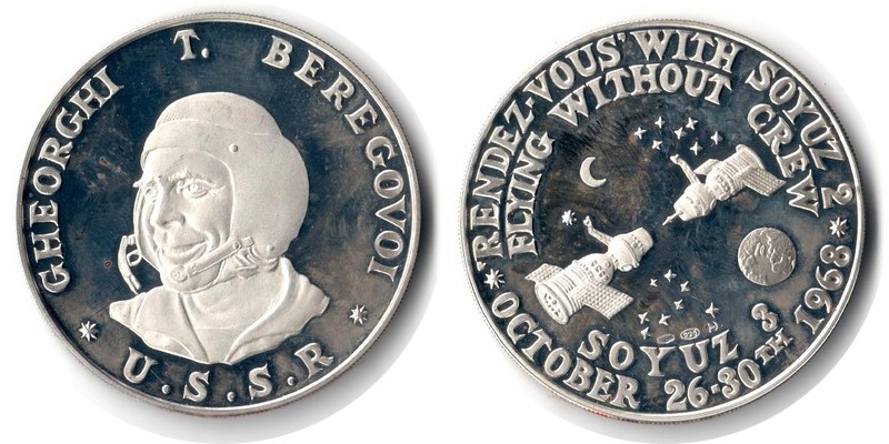  USA   Medaille 1968  FM-Frankfurt  Feinsilber: 23,13g Silber  Rende Vouz with Soyuz 2   