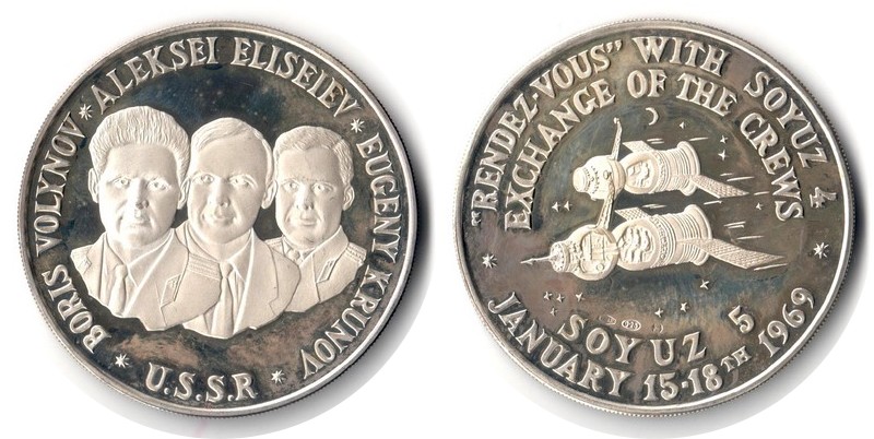  USA   Medaille 1968  FM-Frankfurt  Feinsilber: 23,13g Silber Rende-Vous with Soyuz 4   
