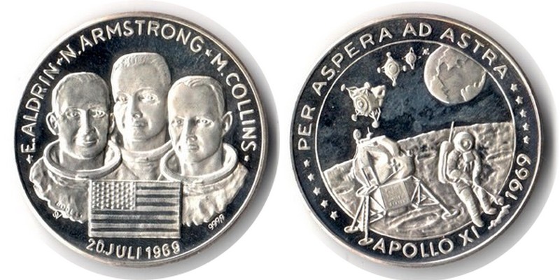  USA   Medaille 1969 FM-Frankfurt  Feinsilber: 13,88g Silber Per Aspera ad Astra Apollo XI   