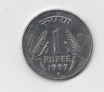  1 Rupee Indien 1999 mit Punkt unter der Jahreszahl (K945)   