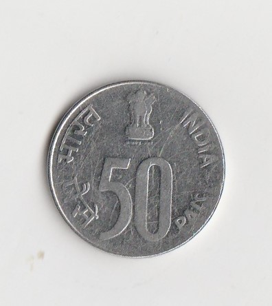  50 Paise Indien 2002 mit Punkt unter der Jahrezahl   (K987)   