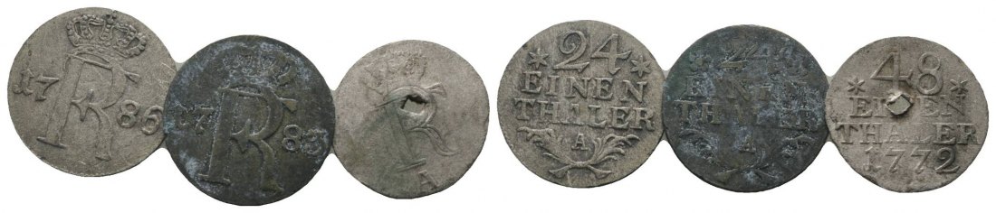  Altdeutschland, 3 Kleinmünzen (1786/1783/1772)   