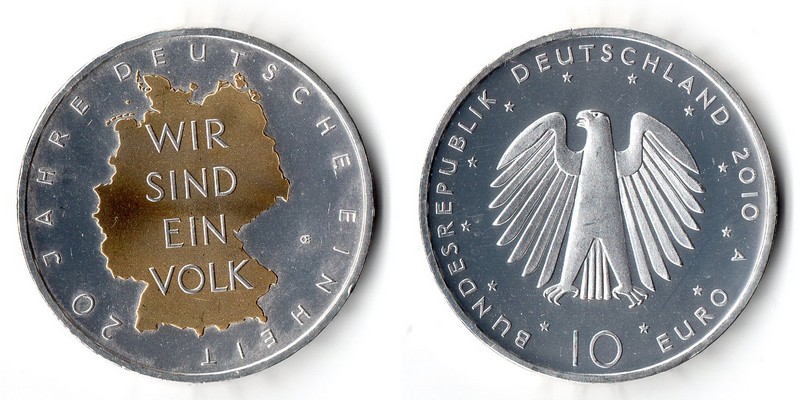  Deutschland  10 Euro(Gedenkmünze)2010 A FM-Frankfurt  Feingewicht: 16,65g Silber vz(Goldveredelung)   