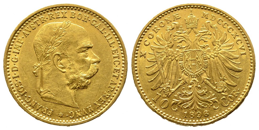 PEUS 8863 Österreich 3,05 g Feingold. Franz Joseph I. (1848 - 1916) 10 Kronen GOLD 1896 Vorzüglich