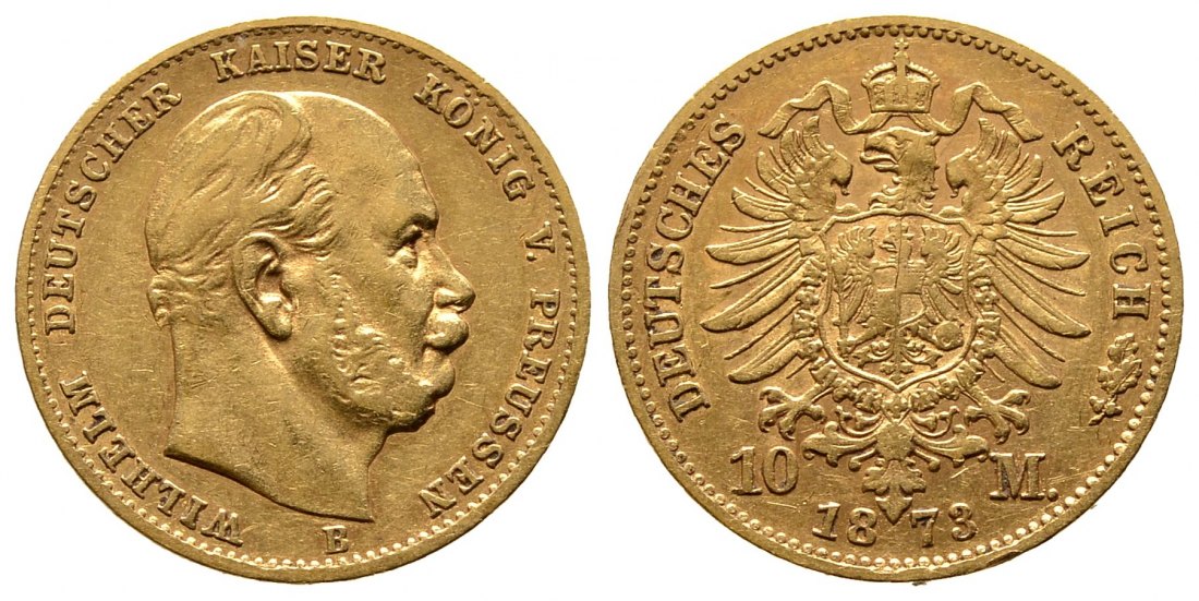 PEUS 8864 Kaiserreich - Preußen 3,58 g Feingold. Wilhelm I. (1861 - 1888) 10 Mark GOLD 1873 B Hannover Sehr schön