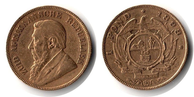 Süd Afrika MM-Frankfurt Feingewicht: 7,32g Gold 1 Pfund 1898 sehr schön