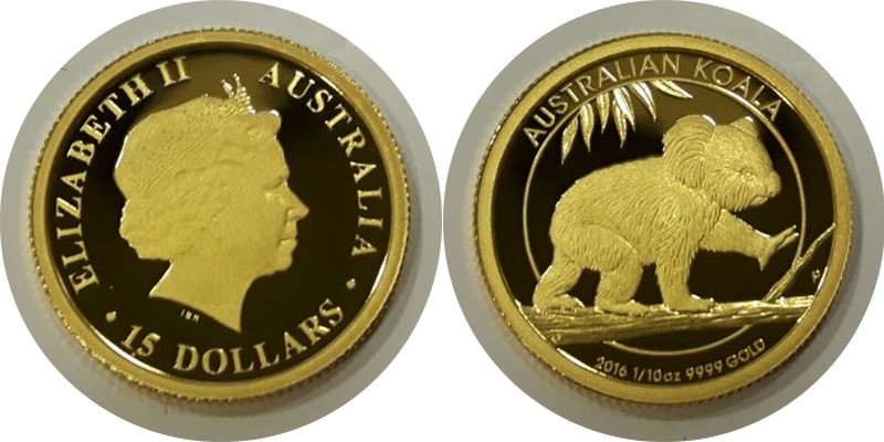 Australien MM-Frankfurt Feingewicht: 3,11g Gold 15 Dollar (Koala) 2016 pp