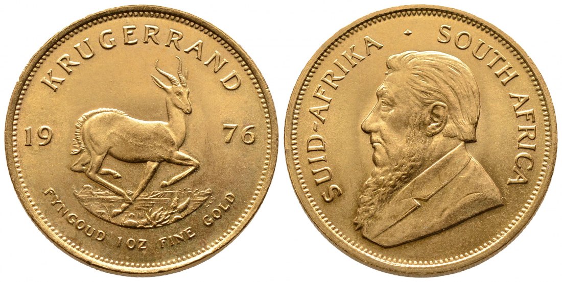 PEUS 8884 Süd-Afrika 31,1 g Feingold Krügerrand GOLD Unze 1976 Winzige Kratzer, Vorzüglich