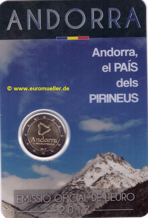 Andorra ...2 Euro Gedenkmünze 2017...bu...Coincard...Pyrenäen   