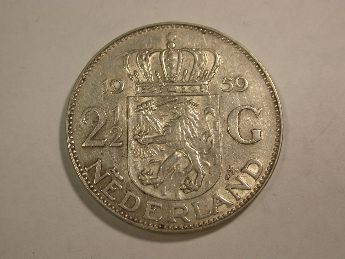  B27 Niederlande 2,5 Gulden 1959 in vz/vz+  Originalbilder   
