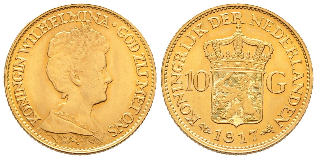 PEUS 8899 Niederlande 6,06 g Feingold. Wilhelmina (1890 - 1948) 10 Gulden GOLD 1917 Fast Vorzüglich