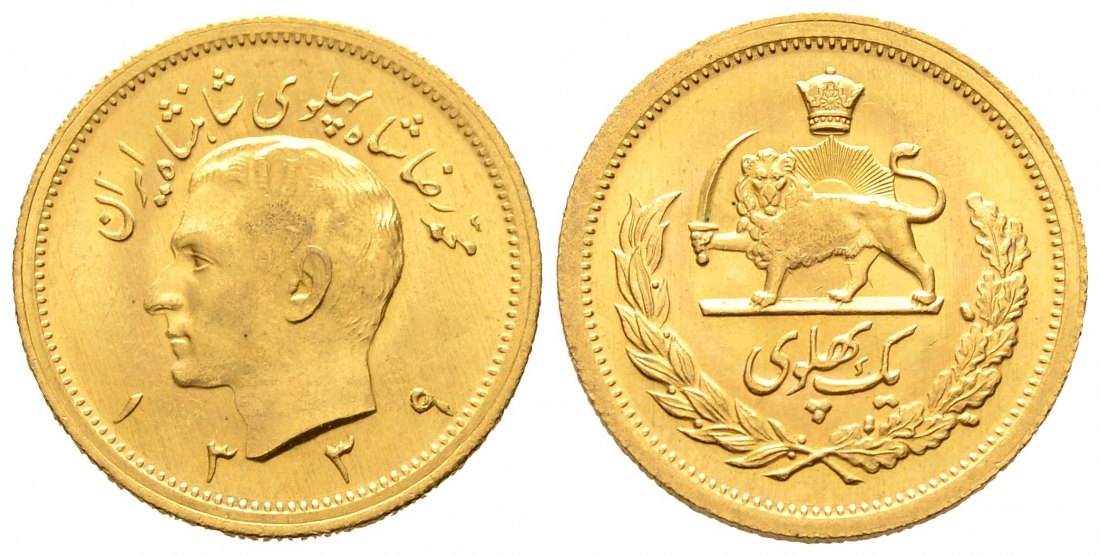PEUS 8906 Iran 7,32 g Feingold. Muhammad Reza Shah Pahlavi GOLD 1339 = 1960 Fast Stempelglanz