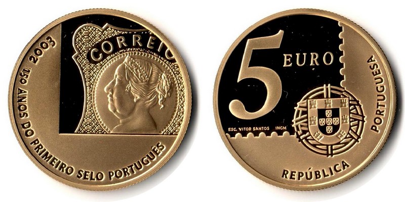 Portugal MM-Frankfurt Feingewicht: 16,05g Gold 5 EURO (Gedenkmünze) 2003 PP
