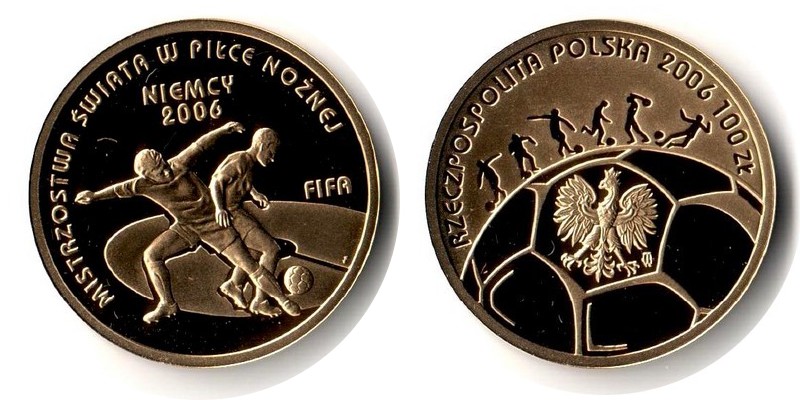 Polen MM-Frankfurt Feingewicht: 7,2g Gold 100 Zloty 2006 pp
