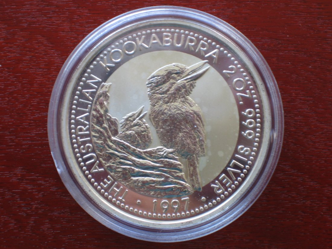  Australien 2 Dollar 1997 Kookaburra. 2 Unzen Silber.   