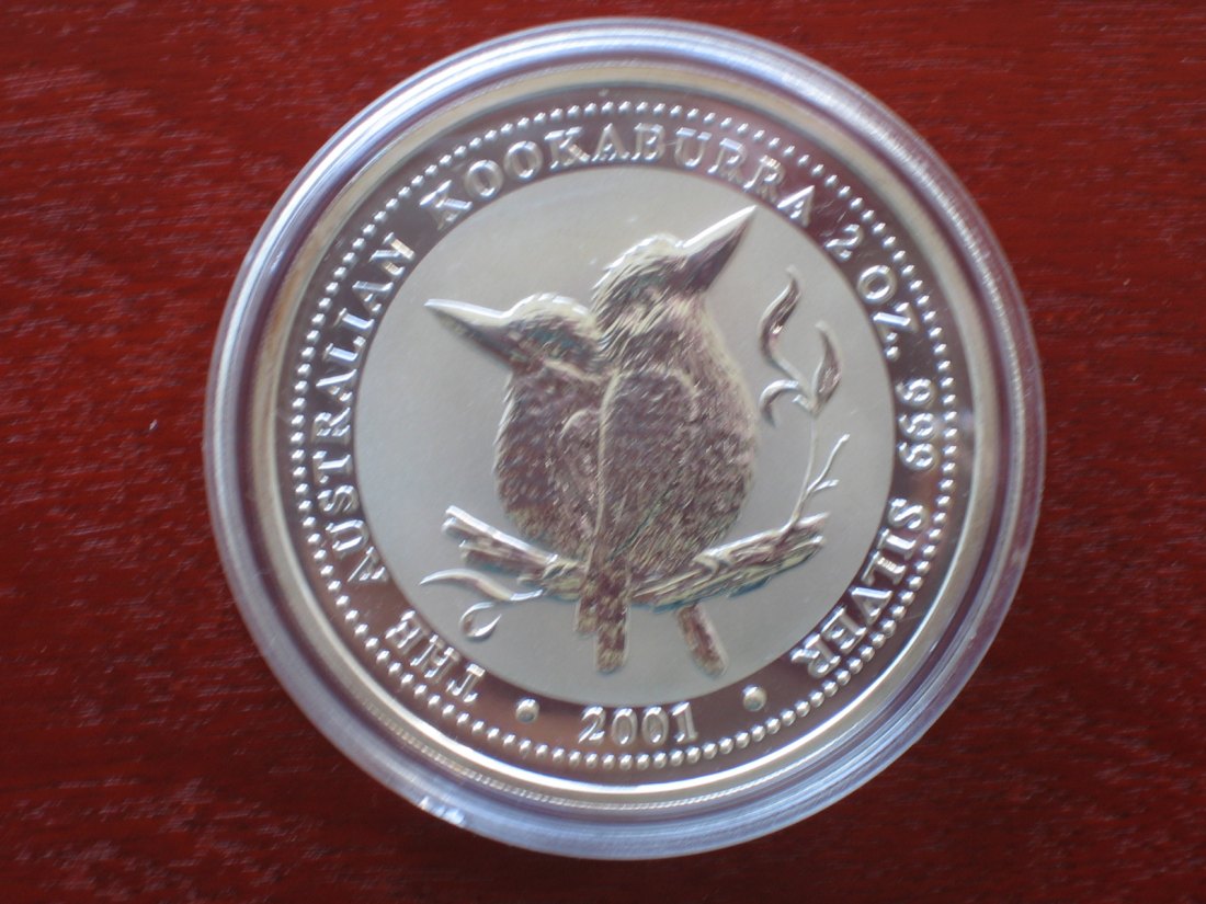  Australien 2 Dollar 2001 Kookaburra. 2 Unzen Silber.   
