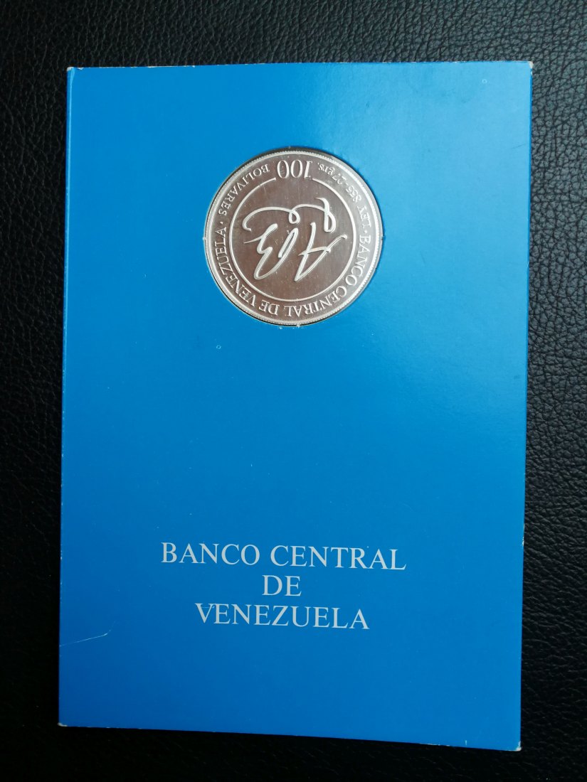  100 Bolivares 1981 Andres Bello Venezuela PP Silber orginal Verpackung   