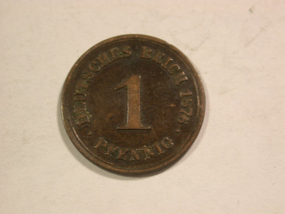  C01 KR 1 Pfennig 1876 B in ss Orginalbilder   
