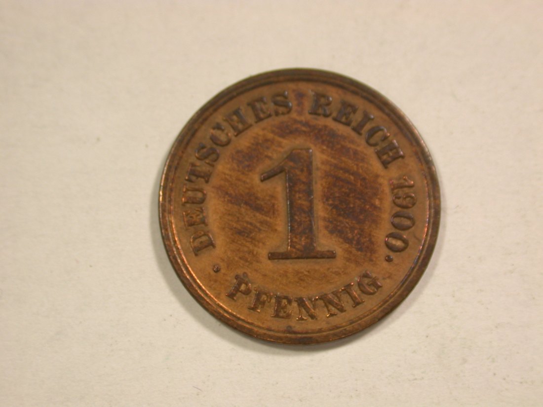  C01 KR 1 Pfennig 1900 E in ss-vz Orginalbilder   