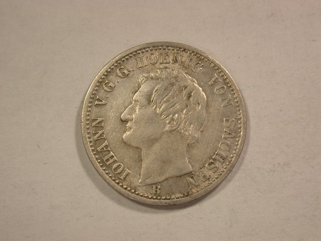  C03 Sachsen Silber 1/6 Taler 1869 in ss+ Orginalbilder   