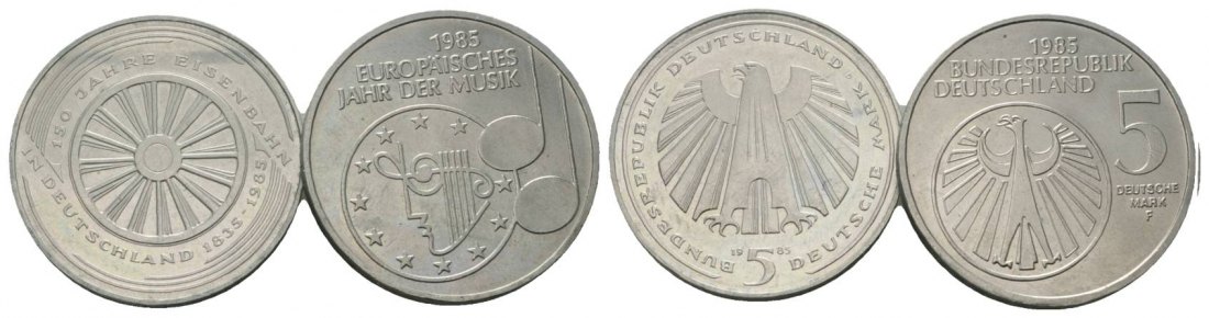  BRD Gedenkmünzen (2 Stück), 5 Mark 1985   