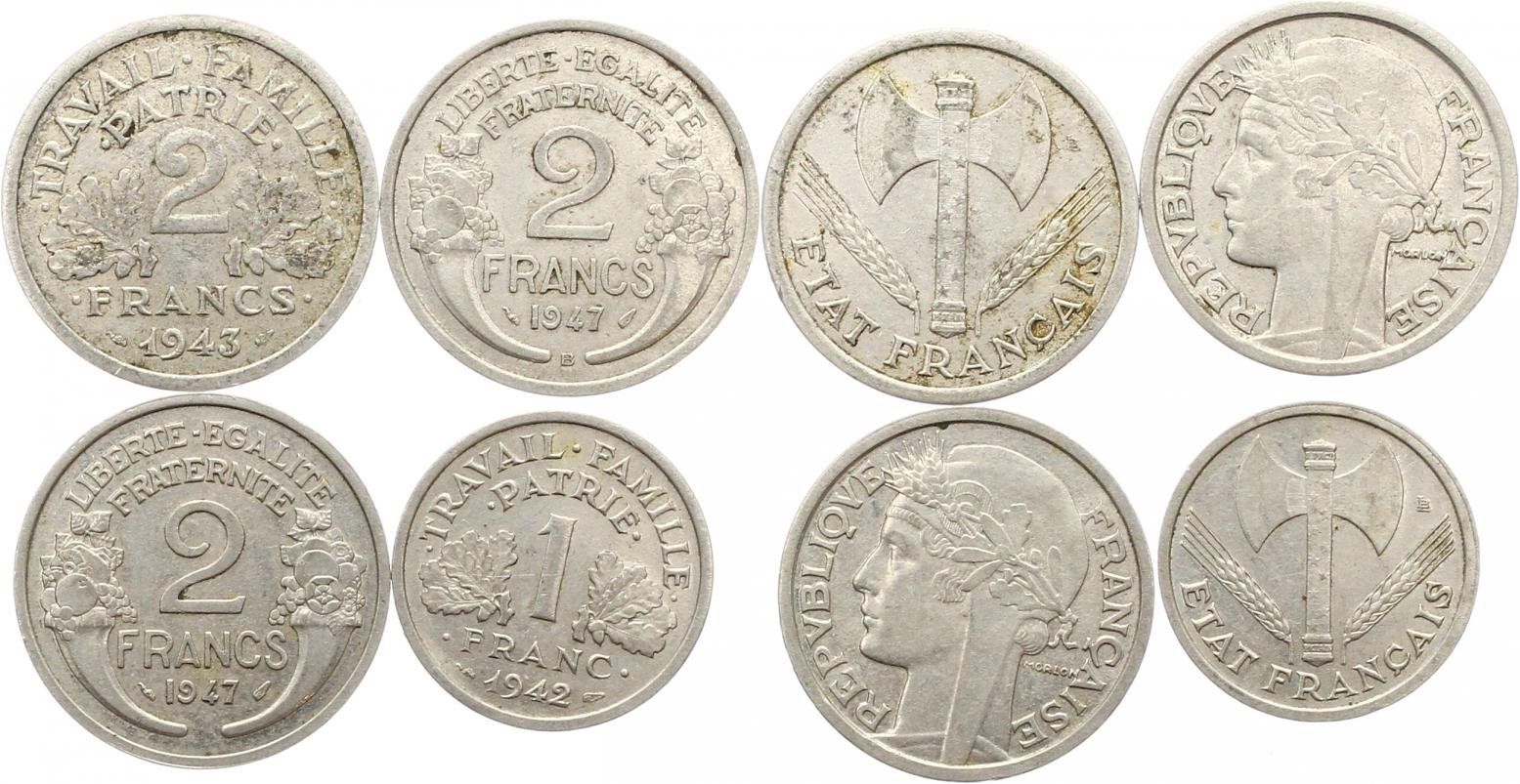  9501 Frankreich 4 bessere Kleinmünzen   