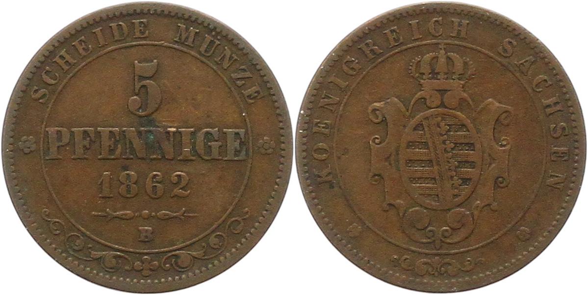  9527 Sachsen 5 Pfennig 1862   