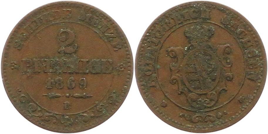  9532 Sachsen 2 Pfennig 1869   