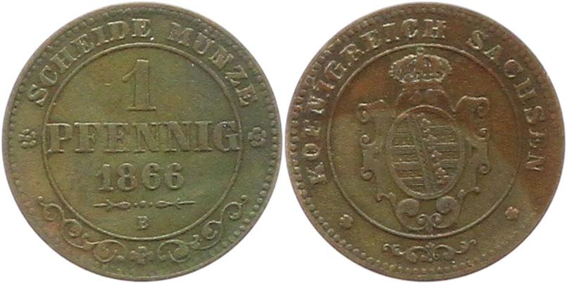  9533 Sachsen 1 Pfennig 1866   