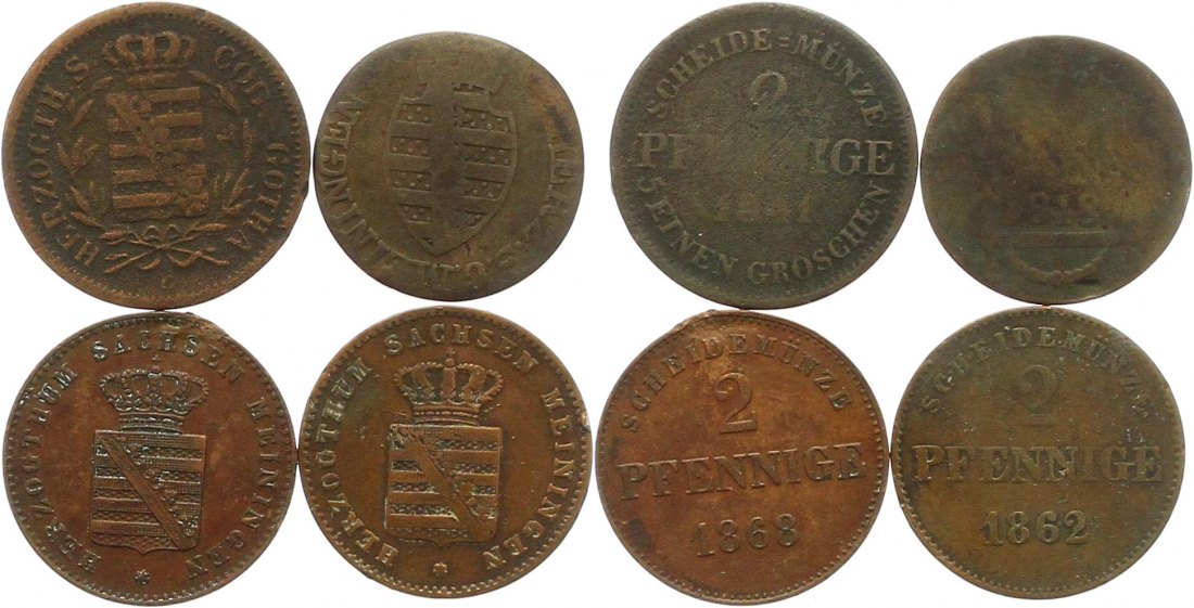  9541 Sachsen Lot von 4 Kleinmünzen   