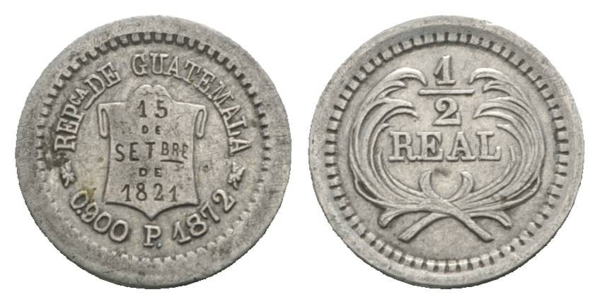  Guatemala, 1/2 Real, 1872   